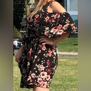 Floral on black dress